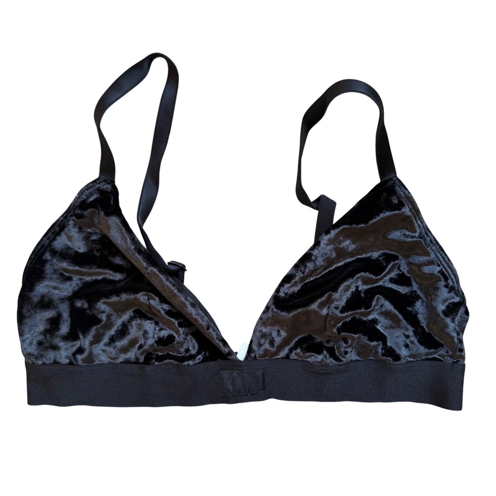 PINK by Victoria's Secret Black Velvet Bra lingere Size Small dark goth bralette
